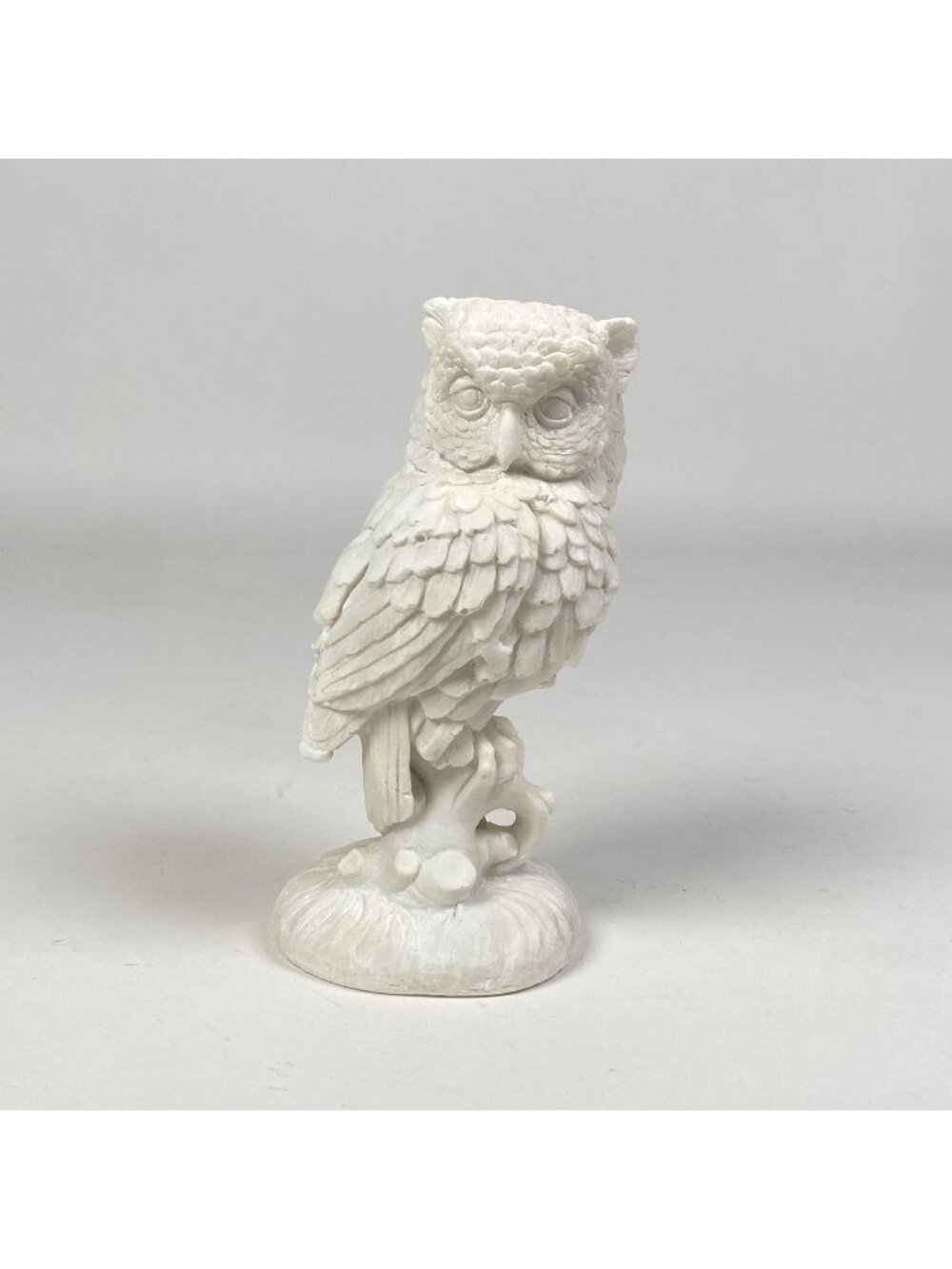 Vintage A. Santini Owl Figurine Statue Sculpture Carved White Alabaster